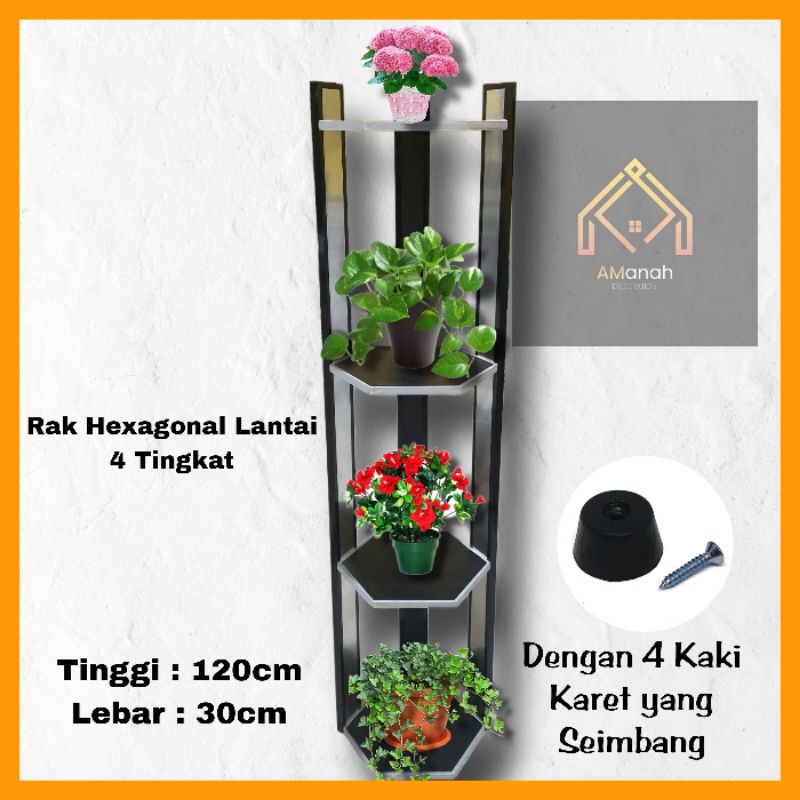 [COD] RAK PAJANG HEXAGONAL 4 TINGKAT - RAK PAJANG BUNGA RAK LANTAI - RAK POT SERBAGUNA