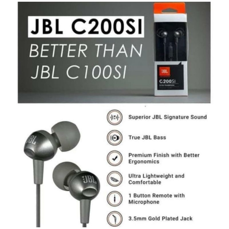 Original Handsfree Earphone HF Headset JBL C200 C200SI C200 SI