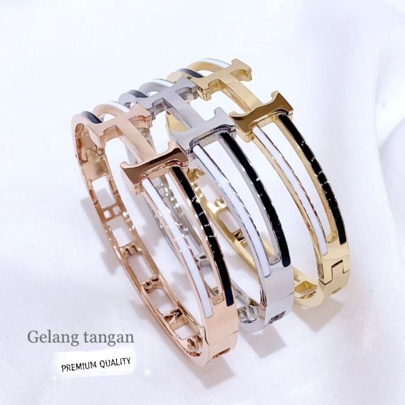 Gelang titanium Asli Mirip emas asli kilau Anti karat Anti alergi Bracelet Stainless steel Ori bahan tebal st-01