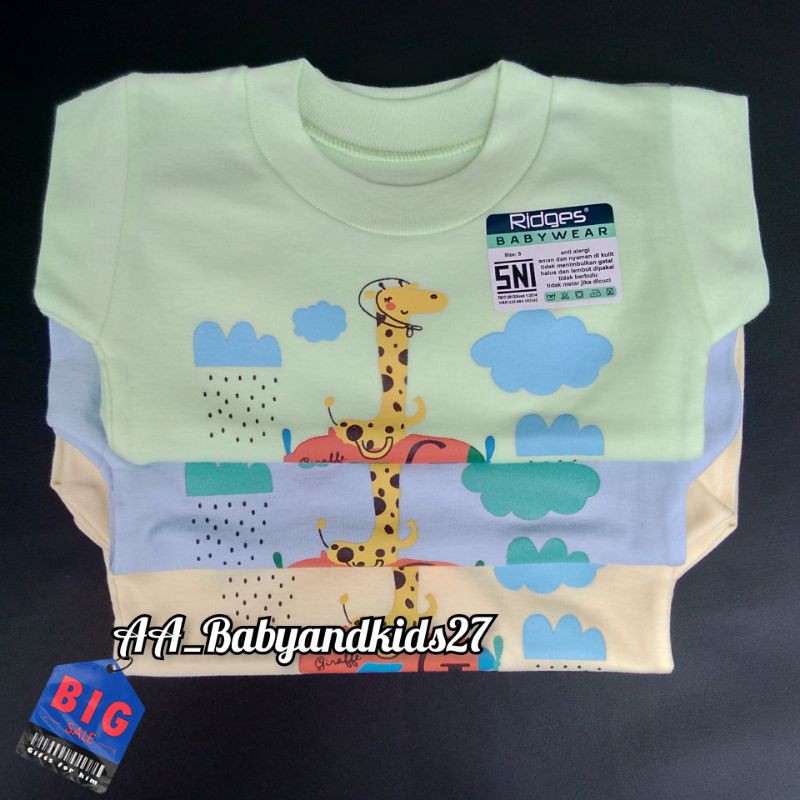 1PC Ridges Kaos Oblong Bayi Full Warna Gambar Lembut Dan SNI UK S-XL