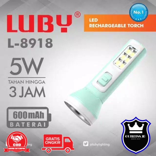 Senter Luby L 8918 Senter Tangan dan Lampu Emergency Darurat Charger LUBY 8918 Murah Khualitas