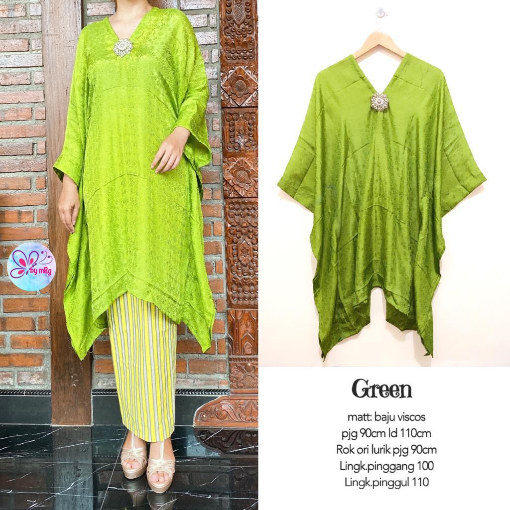 GREEN Long Kaftan Viscose Fashion Muslim Solo Pakaian Muslim Wanita Kaftan Bahan Viscose Warna Hijau