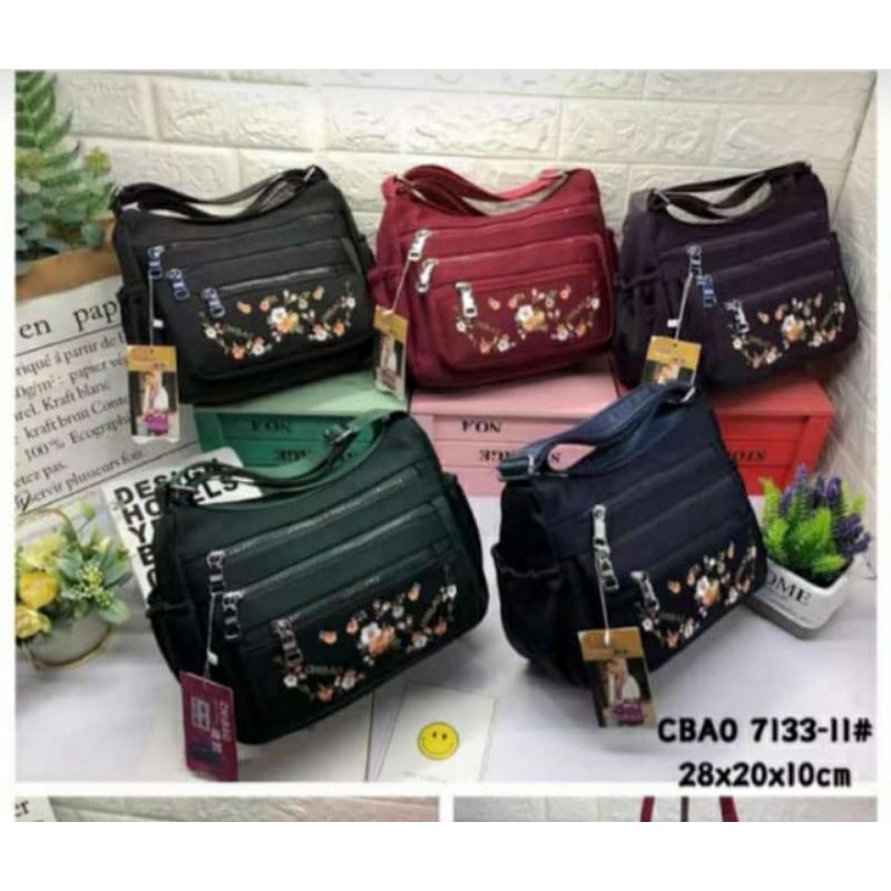 Tas slempang chibao ory import motif bungga 7133-11