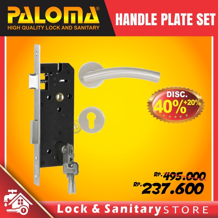 Kunci Set PALOMA LRP 402 Handle Mortise Cylinder Lock Gagang Pintu