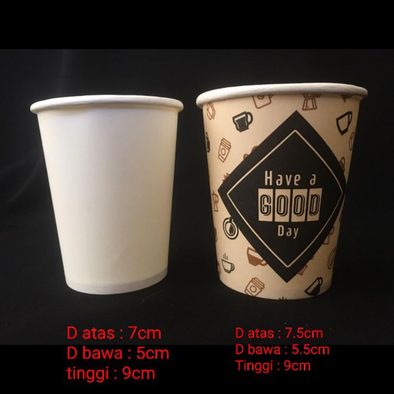 Papercup Gelas Kertas gelas kopi coffee motif polos cafe shop isi 50Paper Cup 8 oz Motif IMP / Gelas Kertas Motif @50 Pcs Tanpa Tutup Gen