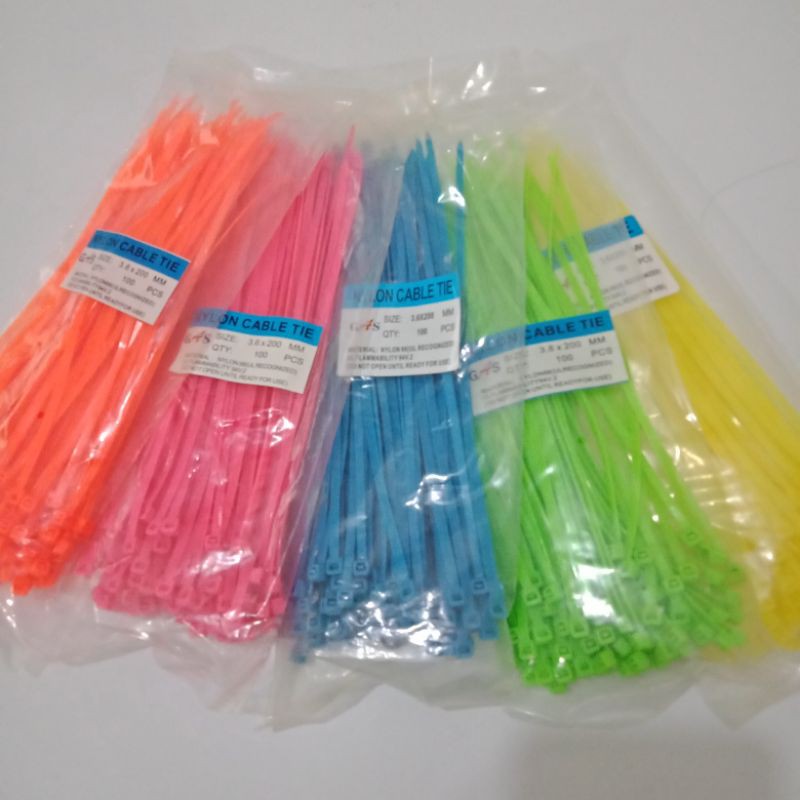 Kabel Tis / Cable Ties 3.6 x 200 Orange Pink Biru Hijau Kuning