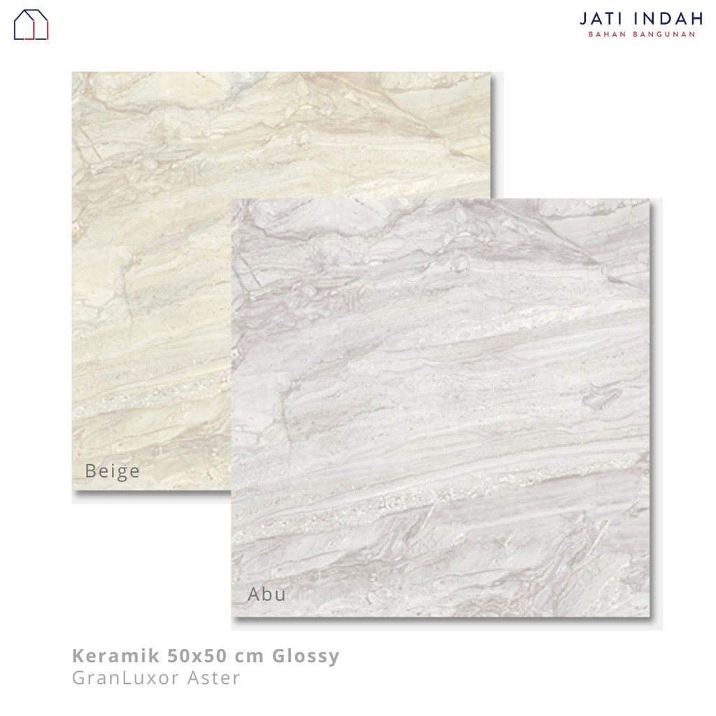 Keramik Lantai Motif Marble 50x50cm GranLuxor Aster (Tekstur Halus Glossy)