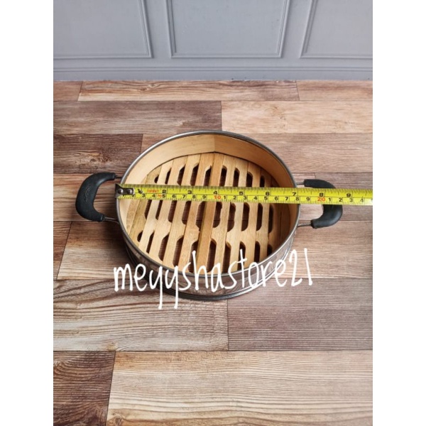 Panci kukusan dimsum stainless+bambu 18 cm/klakat dimsum