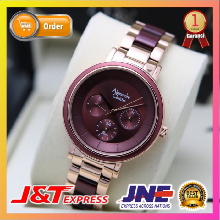 JAM TANGAN ALEXANDRE CHRISTIE ALEXANDER CHRISTIE WANITA CEWEK ORIGINAL ORI AC 2918 ROSEGOLD MAROON