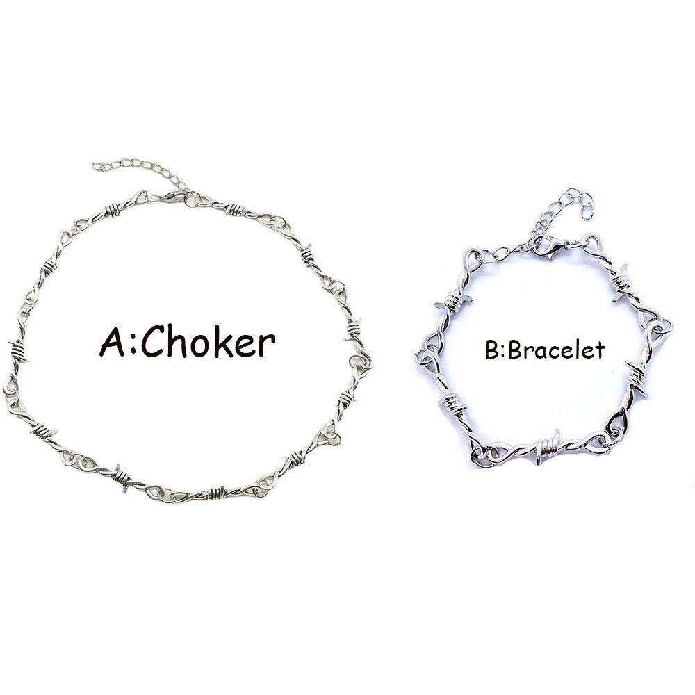 Hadiah Kalung Choker TOP Unisex Gothic Alloy Gelang Kawat Berduri