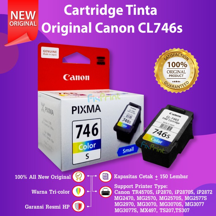 PAKET 1 SET Cartridge Canon 745 &amp; 746 Small 745s 746s Original Tinta MG2570s MG2577s TR4570s TS307 MX497