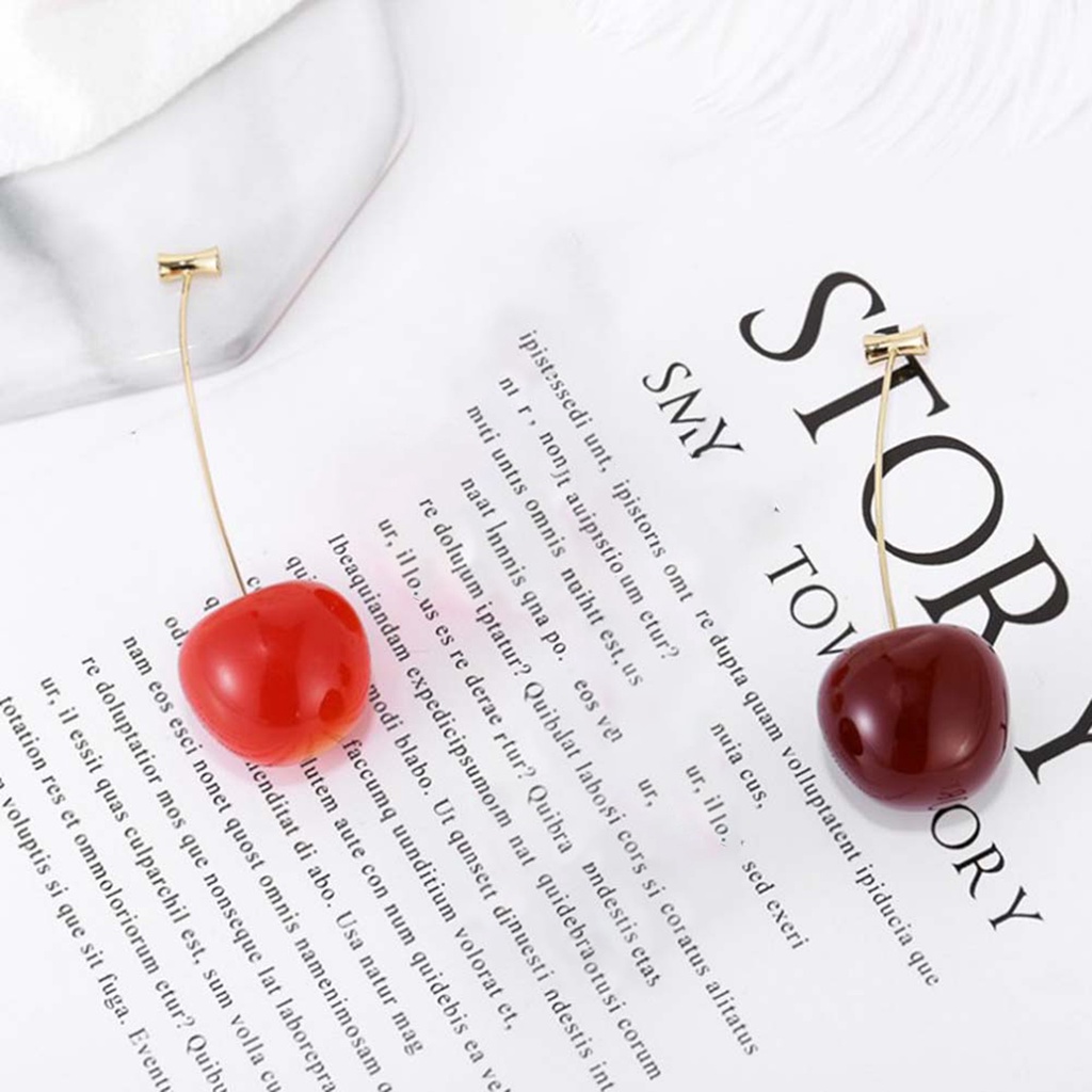 Hu Hu Hu Hu Hu Alat Bantu Pasang Kacamata♡ Anting Bentuk Cherry Bahan Alloy Untuk Kencan