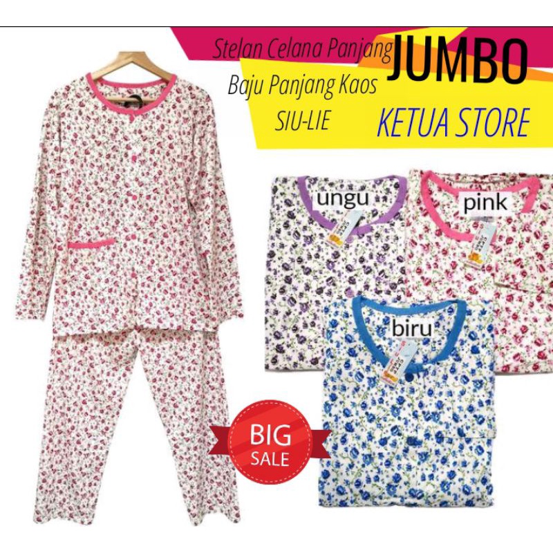 STELAN CELANA PANJANG BAJU PANJANG KAOS SIU-LIE UKURAN JUMBO ADEM MURAH TERLARIS