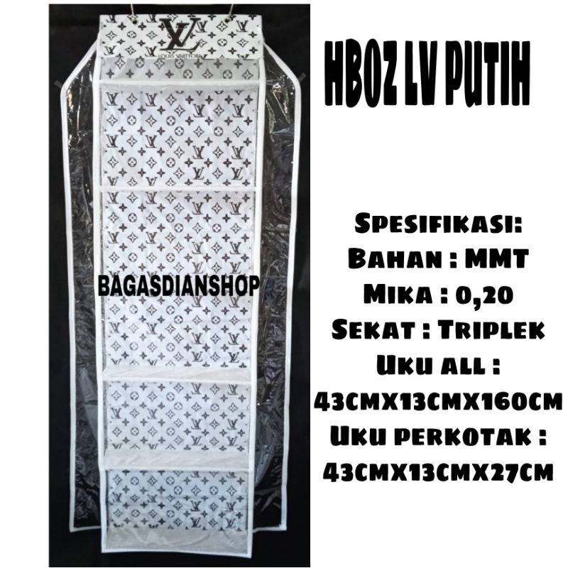 Rak Tas Gantung LV PUTIH 2 dengan Resleting