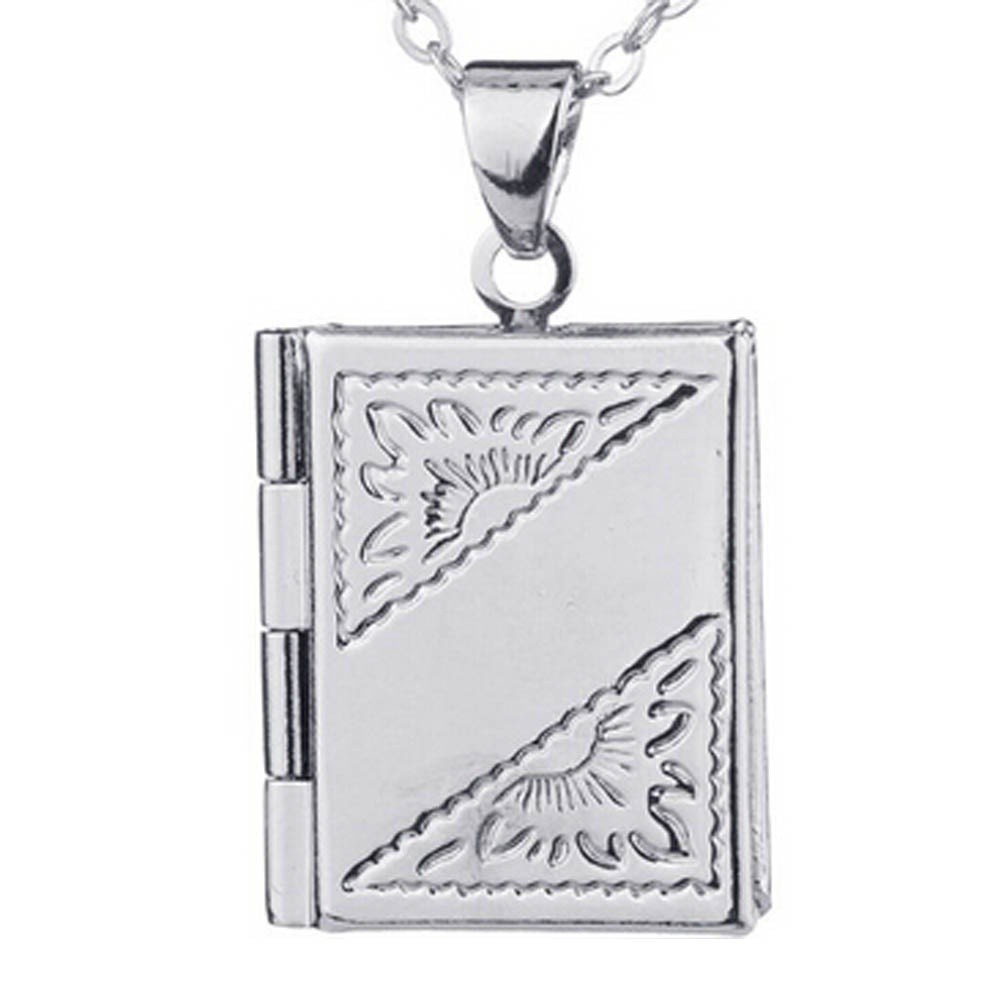 925 Sterling Silver Locket Box Photo Frame Necklace