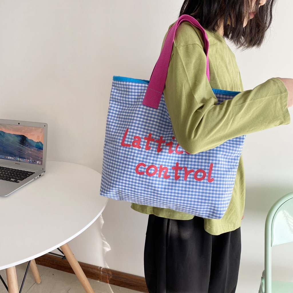 Lattice Control Totebag Tas Tote Motif kotak kotak NR