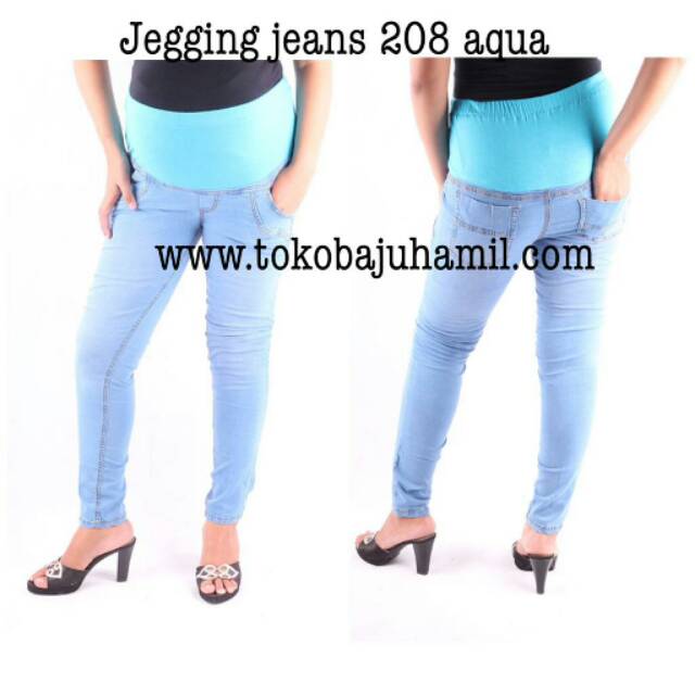 Celana hamil jegging jeans 208 aqua