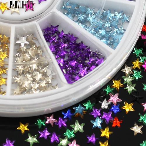 12 Warna Nail Art 3D Bintang Studs Sticker DIY Tips Kecantikan Desain Dekorasi Wheel