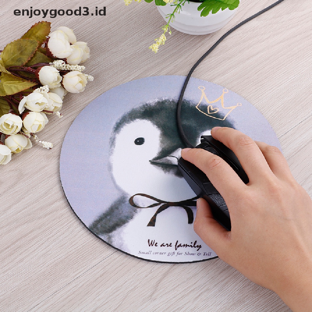 1pc Mouse Pad Bentuk Bulat Bahan Karet Untuk Meja Komputer