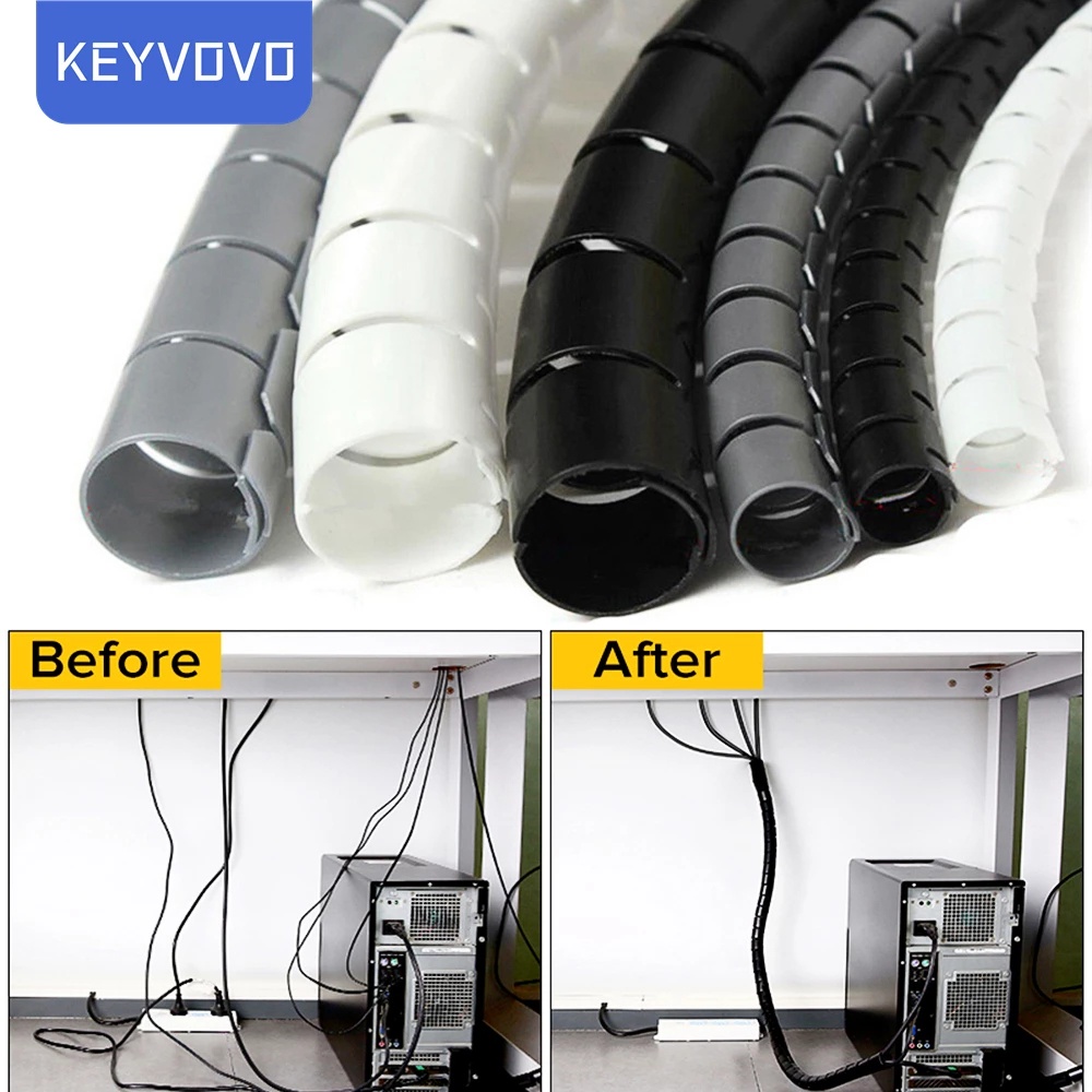 Flexible Cable Sleeve Organizer Storage Pipe Cord Protector /  Cable Management Sleeve Cord Bundler /Flexible Cord  Wrap Cable Management for TV,PC,Computer,Home,Office