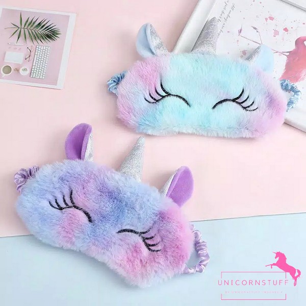 Penutup Mata Unicorn untuk tidur Tutup Tidur Rainbow Bulu ANAK