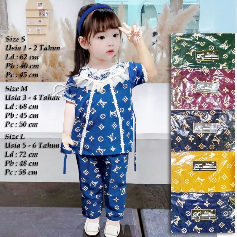 Setelan Daster Anak Rayon tebal motif LV