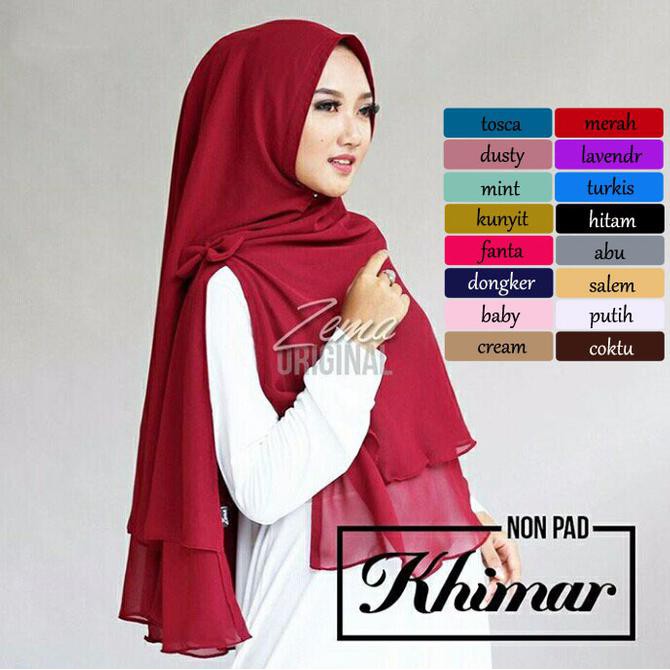 Iu6I Jilbab Instan Syari Hijab Kerudung Khimar Non Pet Ceruti Polos 2Layer U61K