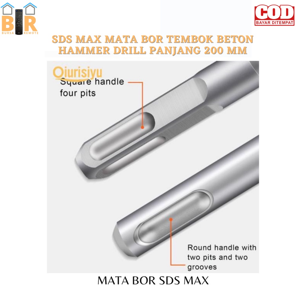 Sds Max Mata Bor Tembok BETON Hammer DRILL PANJANG 200mm