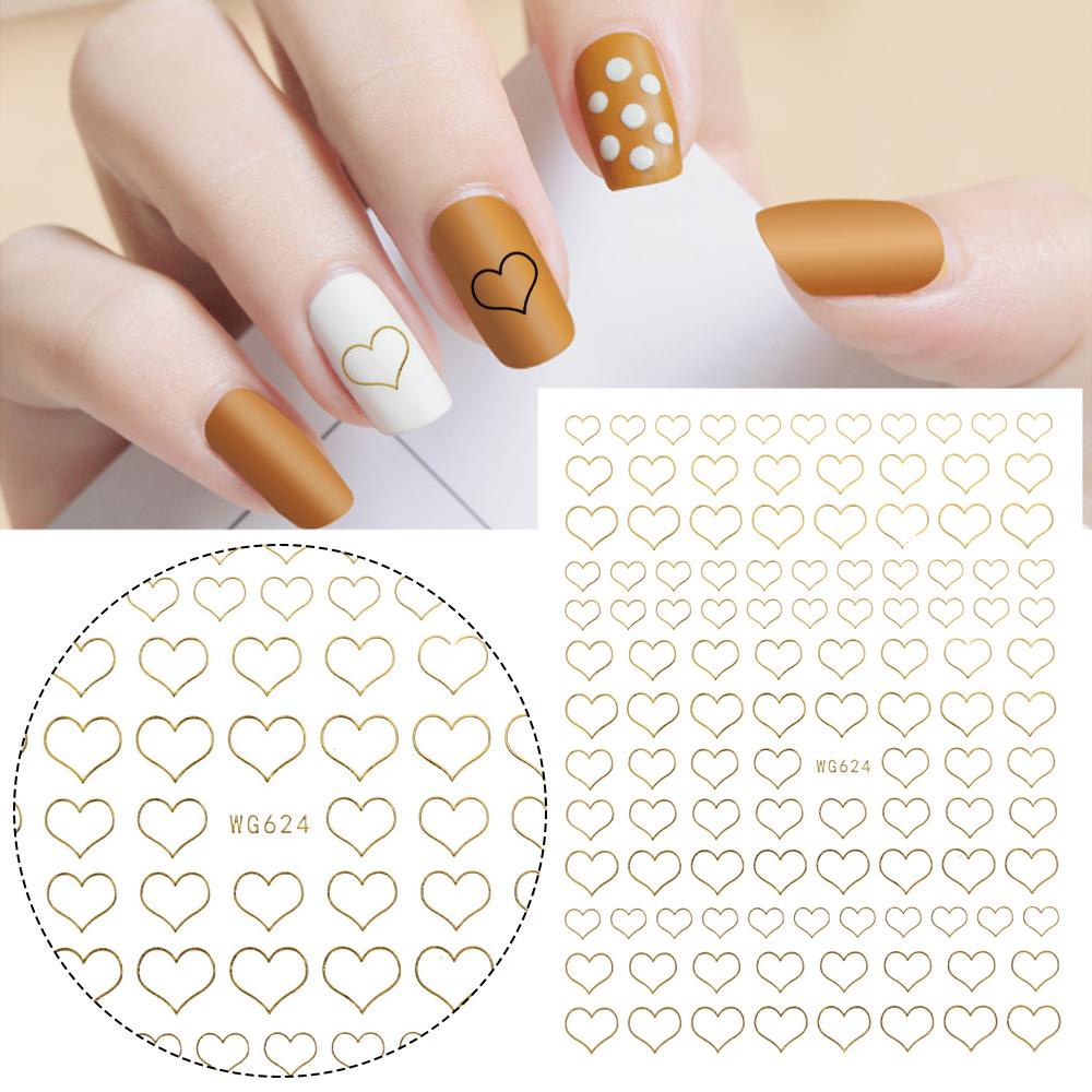 R-flower 1pc Stiker Kuku2021Dekorasi Nail Art Baru Desain Love Hati Simple