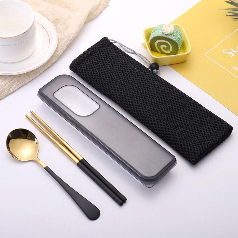 Solighter 2Pcs Cutlery Set Portable Sendok Garpu Set Alat Makan Set Alat Makan Set