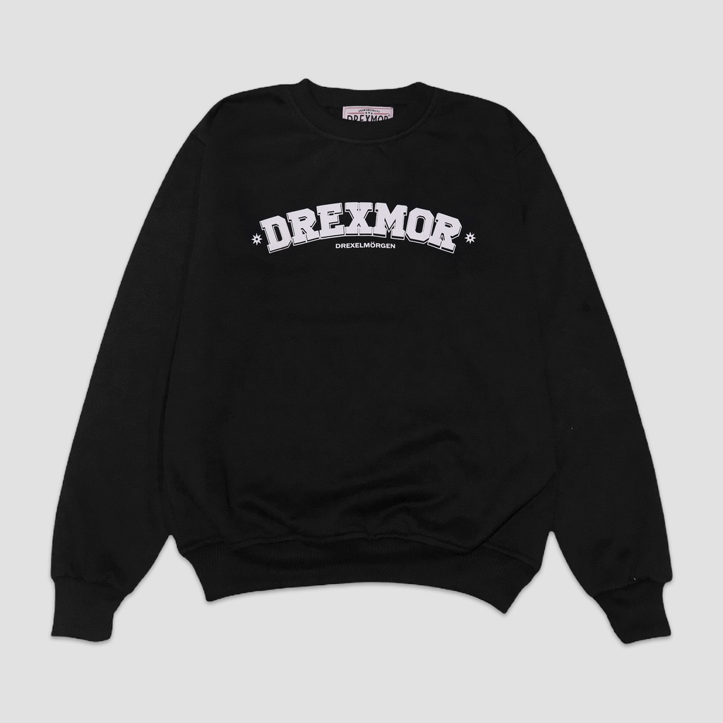 DREXMOR BLACK OVERSIZE CREWNECK LOGO WHITE