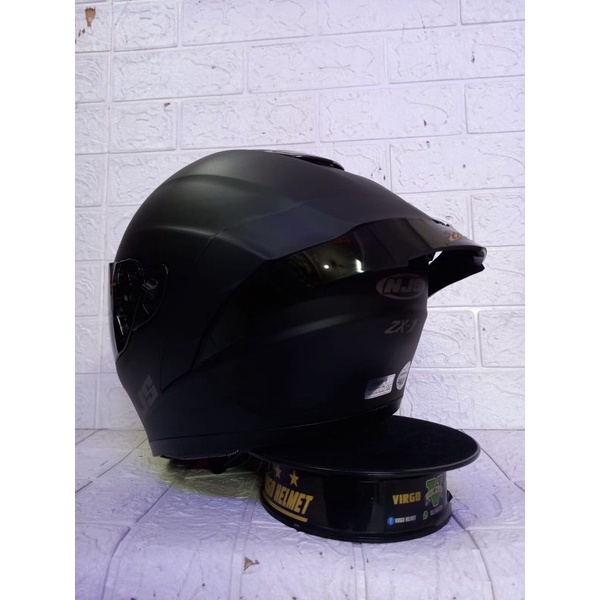 NJS ZX-1 SOLID FLAIN MATT BLACK DOFT PAKET GANTENG VISOR IRIDIUM + SPOILER-7