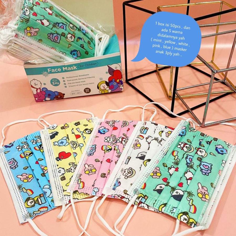 Masker Anak 3ply BTS - Isi 50pcs