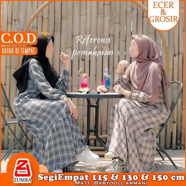 Jilbab Segiempat Ceruty Baby doll Hijab Square Premium 115cm, 130cm dan 150cm Original Zumra