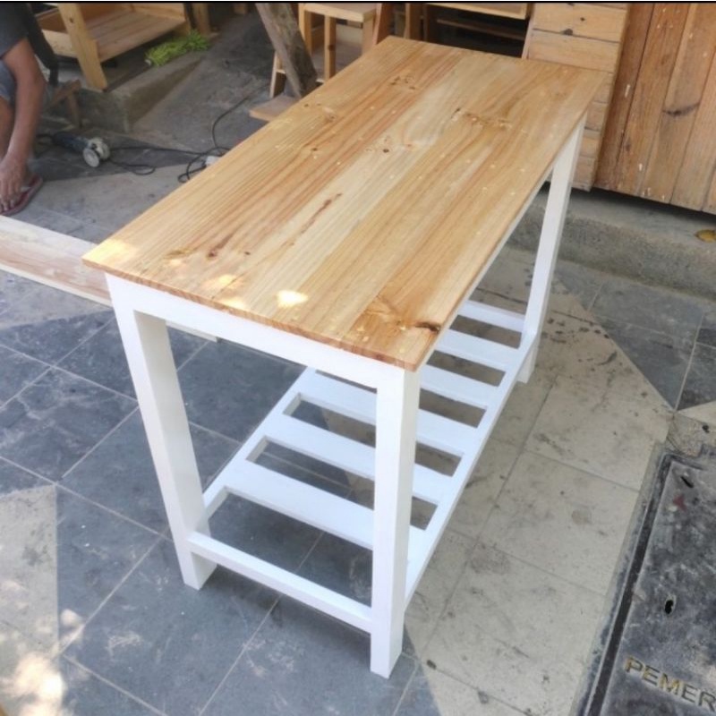 meja rak minimalis kayu