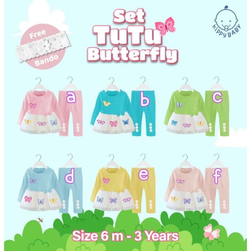 Set Tutu Butterfly Hippy Baby free bandana 0 bulan - 3 tahun nablfashion