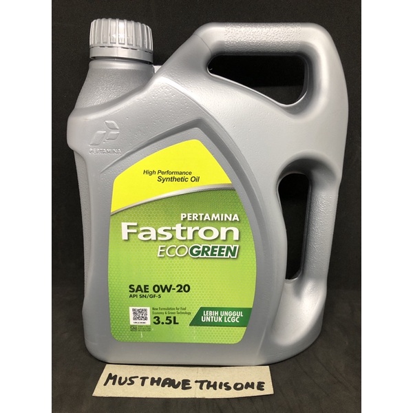 fastron ec green 0w20 3.5liter 0 20 lcgc pertamina oli mobil agya sigra calya ayla