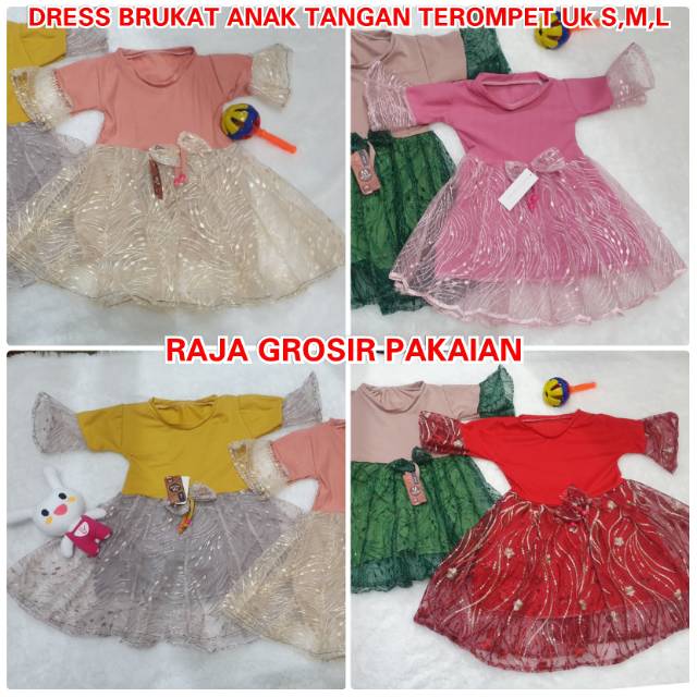 Dress Anak Brukat Kombi Tangan Terompet Usia 1Thn-10Thn