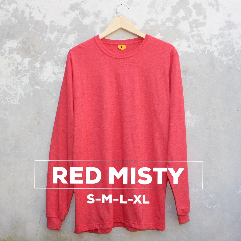 Kaos Polos Lengan Panjang Wanita Red Misty Cotton Combed 30s - Baju Polos Lengan Panjang Merah Misty