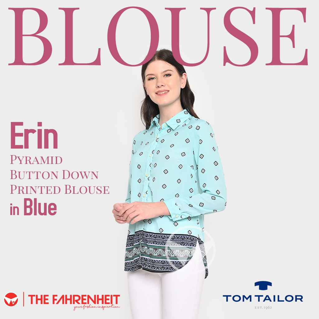 The-Fahrenheit Erin VeraWang Pyramid Printed Blouse - Blue