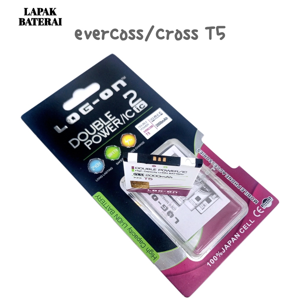 LOG - ON Evercoss T5 Baterai Double IC Protection Battery Batre