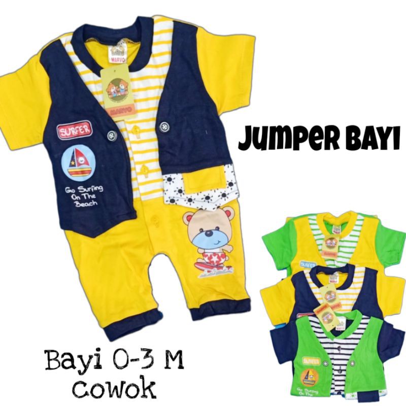 Jumper bayi pendek 0-3 bulan katun / baby jumptsuit