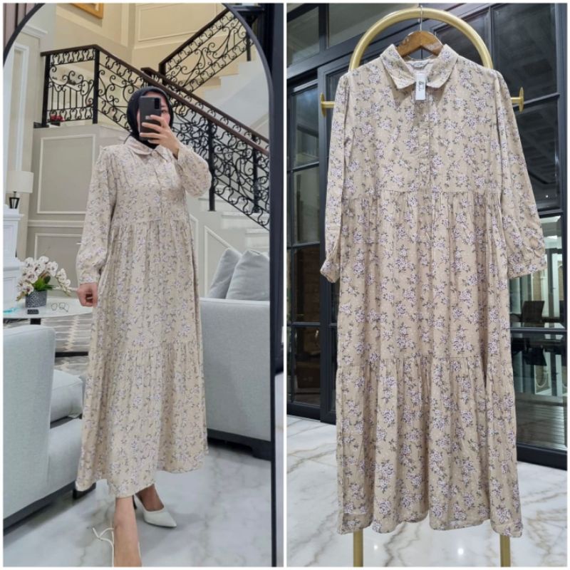 Midi Dress / gamis rayon Twill *busui ori By Edness Kayla