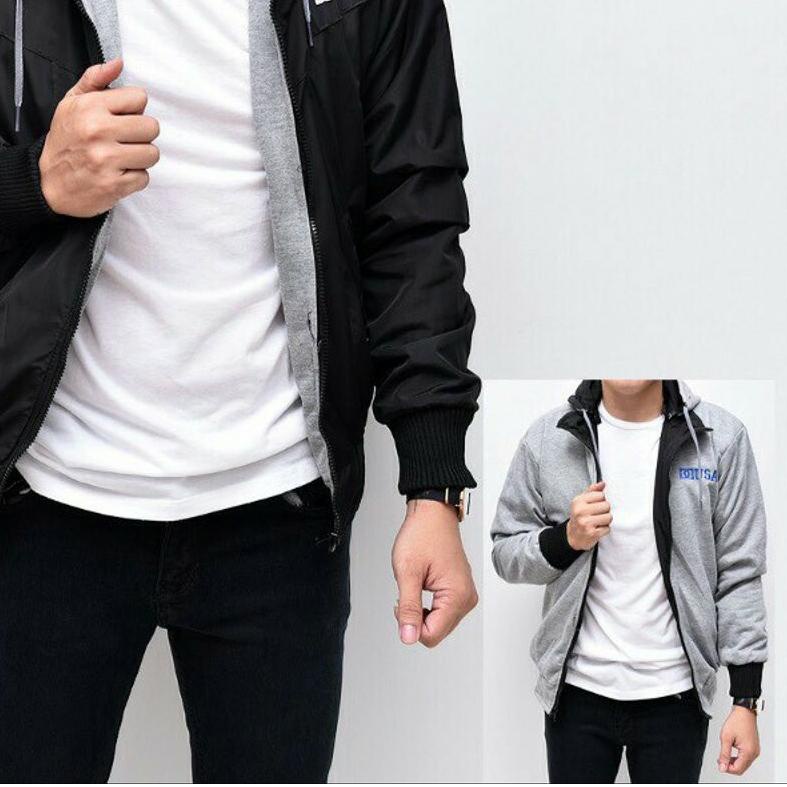 Jaket Parasut Bolak Balik / Jaket Anti Air / Jaket Pria Bolak Balik