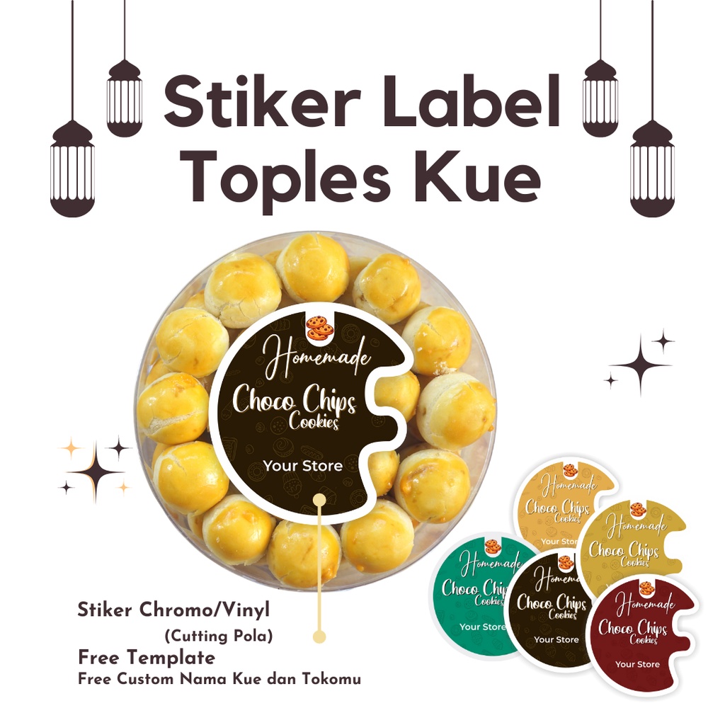 

Label Sticker Toples Kue Kering/Nastar/Kastengel Custom Desain Custom Tulisan Murah