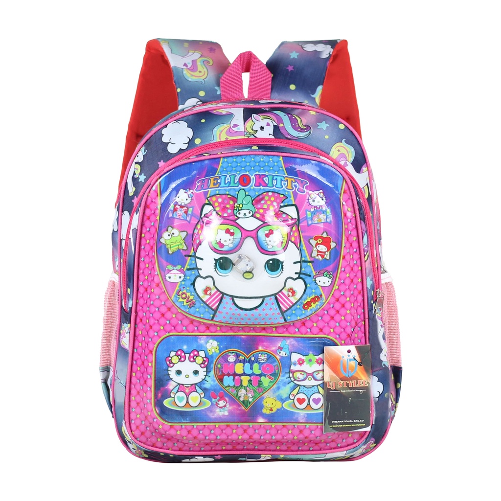 Ransel Murah Fashion Sekolah Anak Sd Tk Tas Hello Kitty Pink Anak Lampu Pink Cantik Backpack Anak 3D Timbul