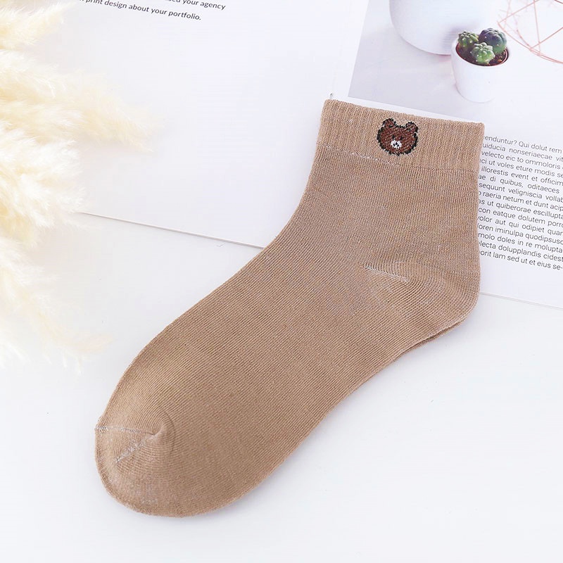 ❀ Chingu ❀ KK012 Kaos Kaki (Tanpa Kemasan) Wanita Panjang Diatas Mata Kaki Motif Bear Beruang Fashion Korea Women Sock Import Murah