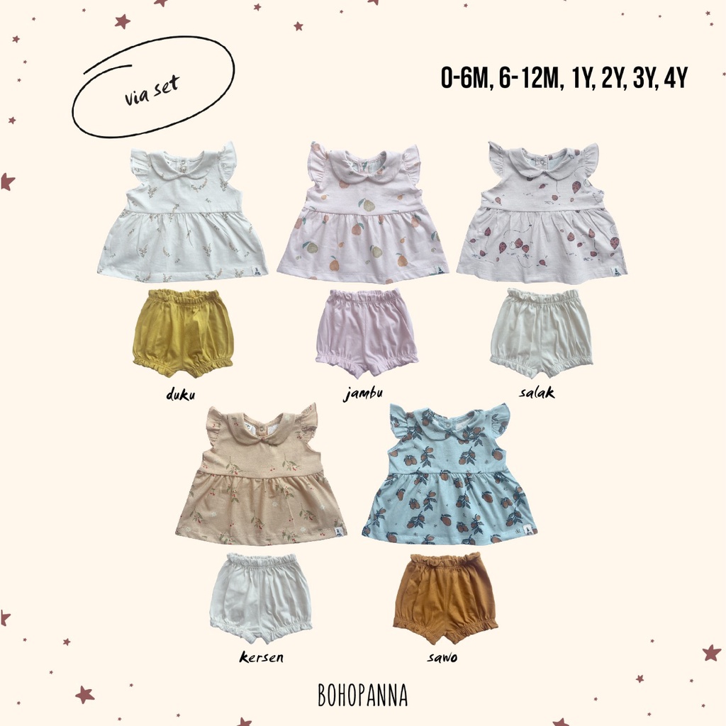 BOHOPANNA - VIA SET - SETELAN BAJU ANAK PEREMPUAN - DRESS ANAK - SET ANAK PEREMPUAN