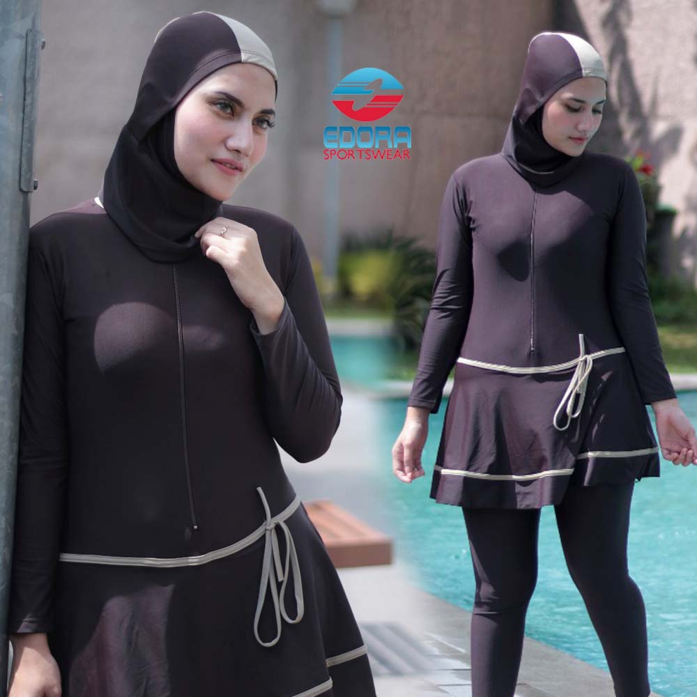 Baju Renang Wanita Muslim Hijab Dewasa Muslimah Slim Fit ES ML DW EDORA