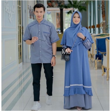 Baju Gamis Couple Lebaran Pasangan Terbaru 2022 Modis Couple Kekinian Trendy Suami Istri Remaja Mode